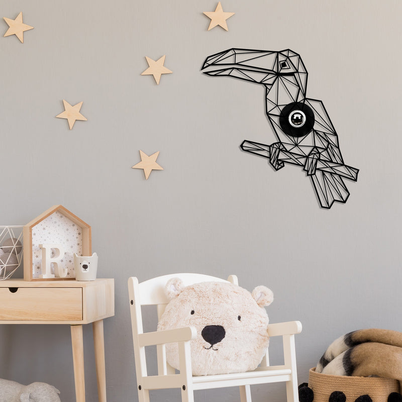 lampada da muro moderna applique una luce in legno sagomato modello tucano