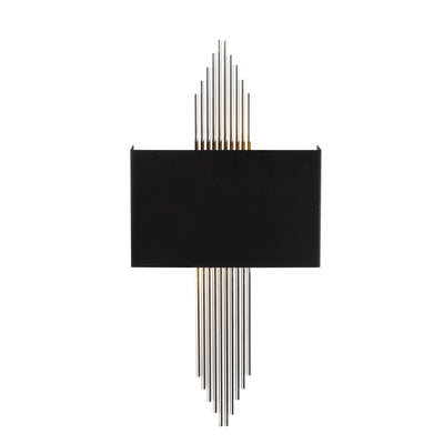 lampada da muro moderna in metallo colore argento paralume rettangolare in metallo nero