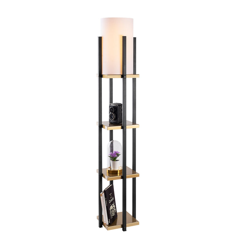 Lampada da terra design con libreria in metallo nero e oro cm 25x130h - vari colori