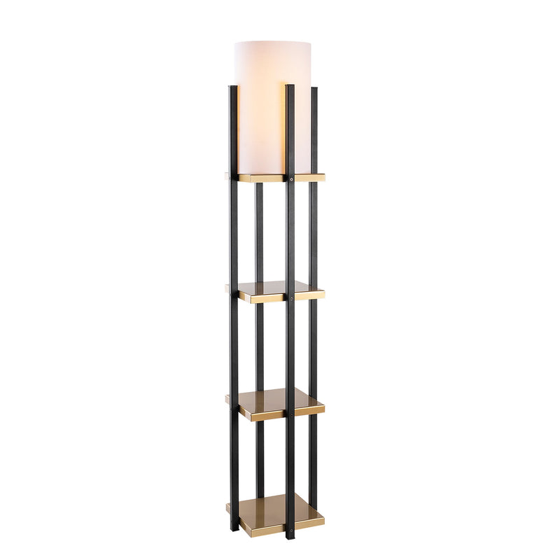 Lampada da terra design con libreria in metallo nero e oro cm 25x130h - vari colori