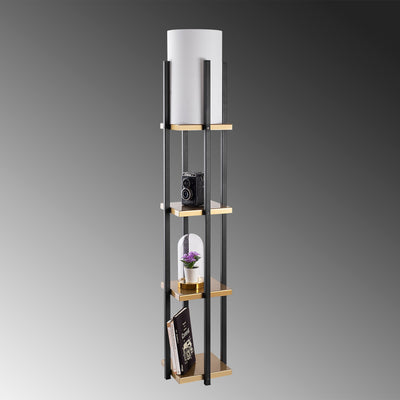 Lampada da terra design con libreria in metallo nero e oro cm 25x130h - vari colori
