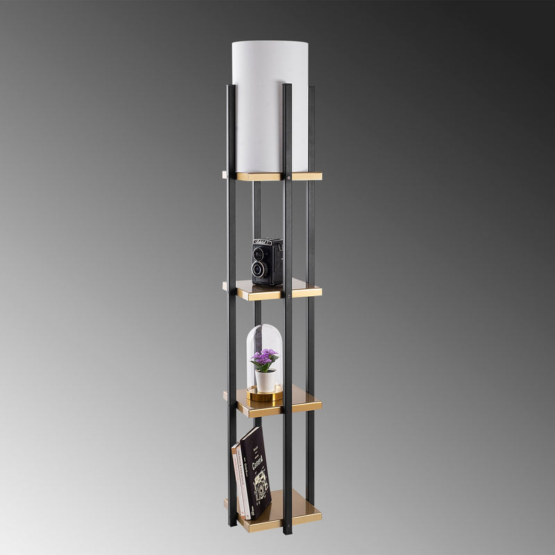 Lampada da terra design con libreria in metallo nero e oro cm 25x130h - vari colori