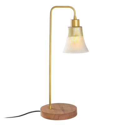 Lampada da tavolo paralume classico in vetro asta in metallo dorato cm 23x15x52h