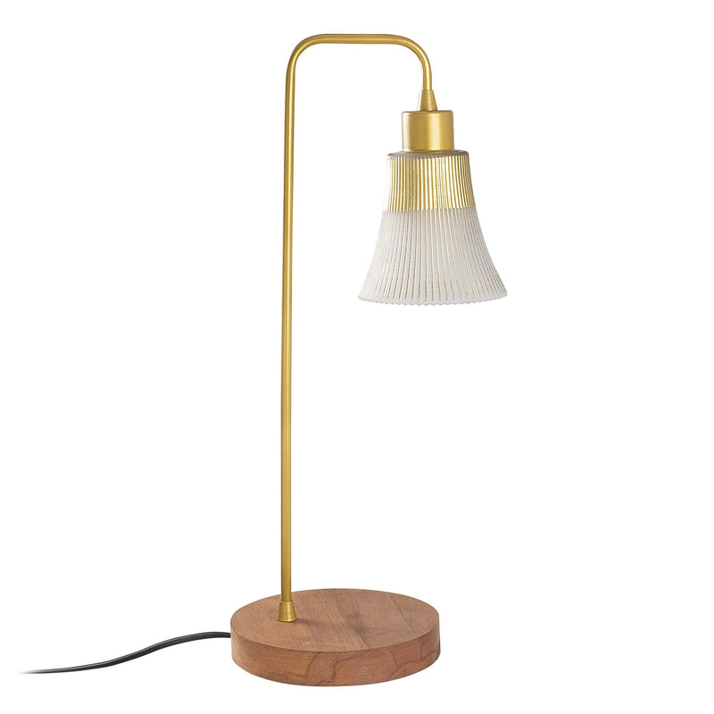 Lampada da tavolo paralume classico in vetro asta in metallo dorato cm 23x15x52h