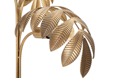 Lampada da tavolo 3 luci in metallo colore oro con foglie cm 57x81h