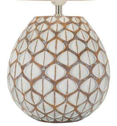 Lampada da tavolo o comodino in resina colore crema stile etnico cm 35x52h