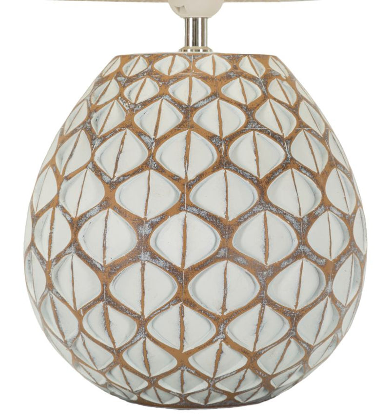 Lampada da tavolo o comodino in resina colore crema stile etnico cm 35x52h