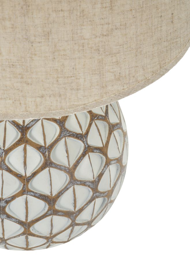 Lampada da tavolo o comodino in resina colore crema stile etnico cm 35x52h