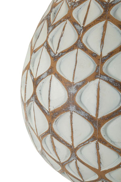 Lampada da tavolo o comodino in resina colore crema stile etnico cm 35x52h