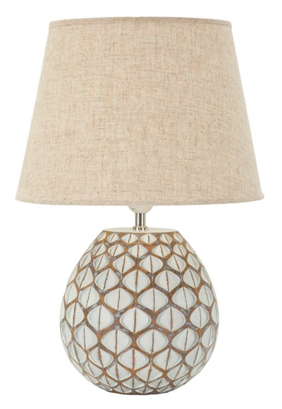 Lampada da tavolo o comodino in resina colore crema stile etnico cm 35x52h