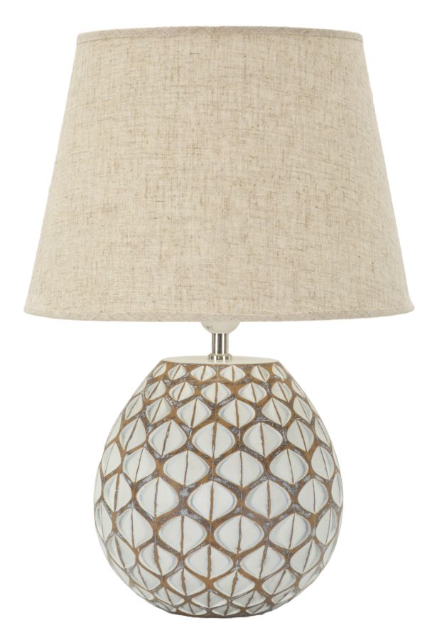 Lampada da tavolo o comodino in resina colore crema stile etnico cm 35x52h
