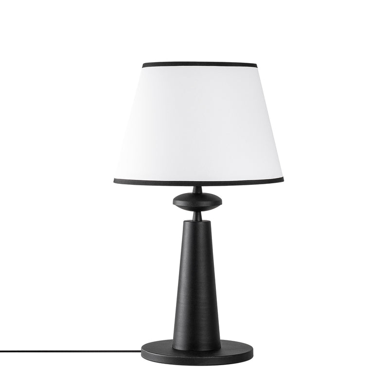Lampada moderna da salotto in metallo nero cappello in tessuto cm 30x55h
