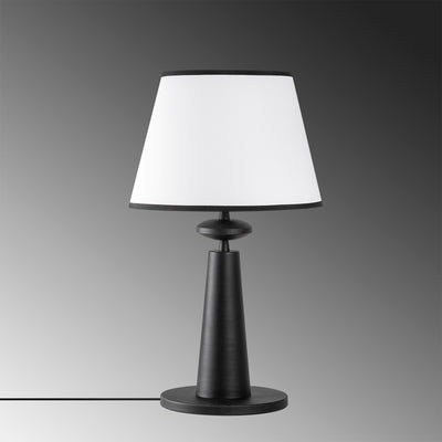 Lampada moderna da salotto in metallo nero cappello in tessuto cm 30x55h