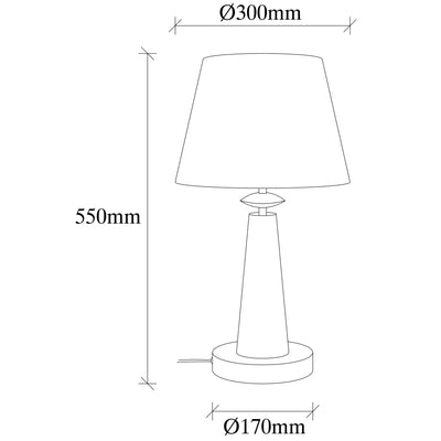 Lampada moderna da salotto in metallo nero cappello in tessuto cm 30x55h