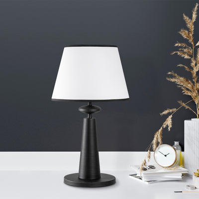 Lampada moderna da salotto in metallo nero cappello in tessuto cm 30x55h