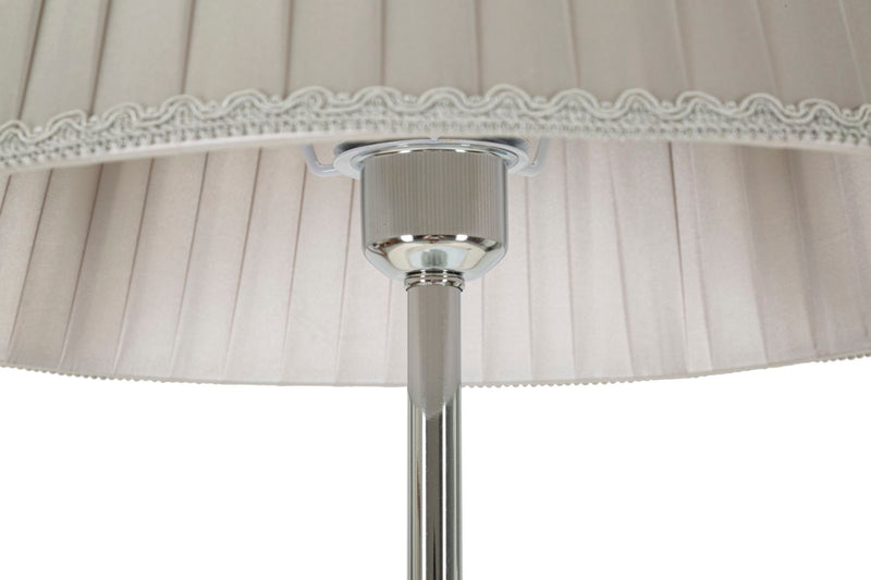 Lampada da terra piantana in metallo cromato vetro e paralume plissettato cm 40x164h