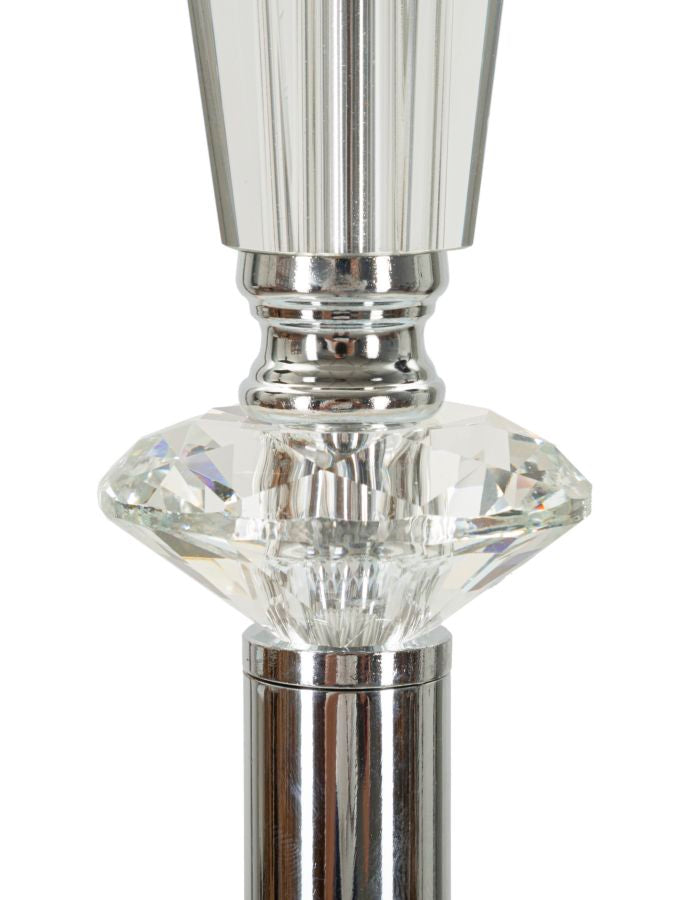 Lampada da terra piantana in metallo cromato vetro e paralume plissettato cm 40x164h