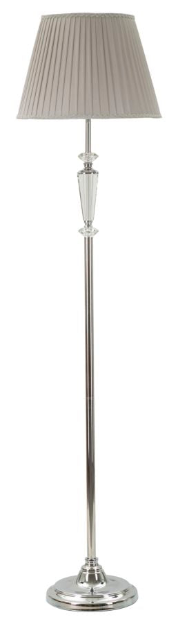 Lampada da terra piantana in metallo cromato vetro e paralume plissettato cm 40x164h