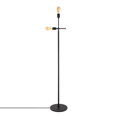 Lampada da pavimento moderna in metallo nero con 2 luci cm 30x30x160h