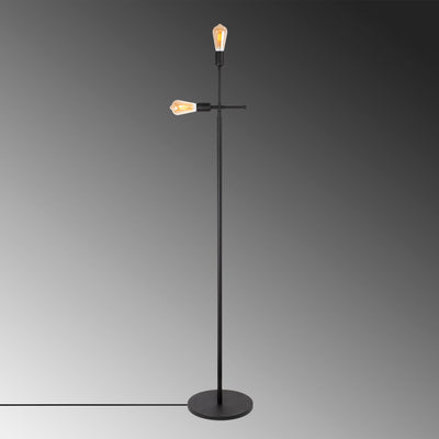 Lampada da pavimento moderna in metallo nero con 2 luci cm 30x30x160h