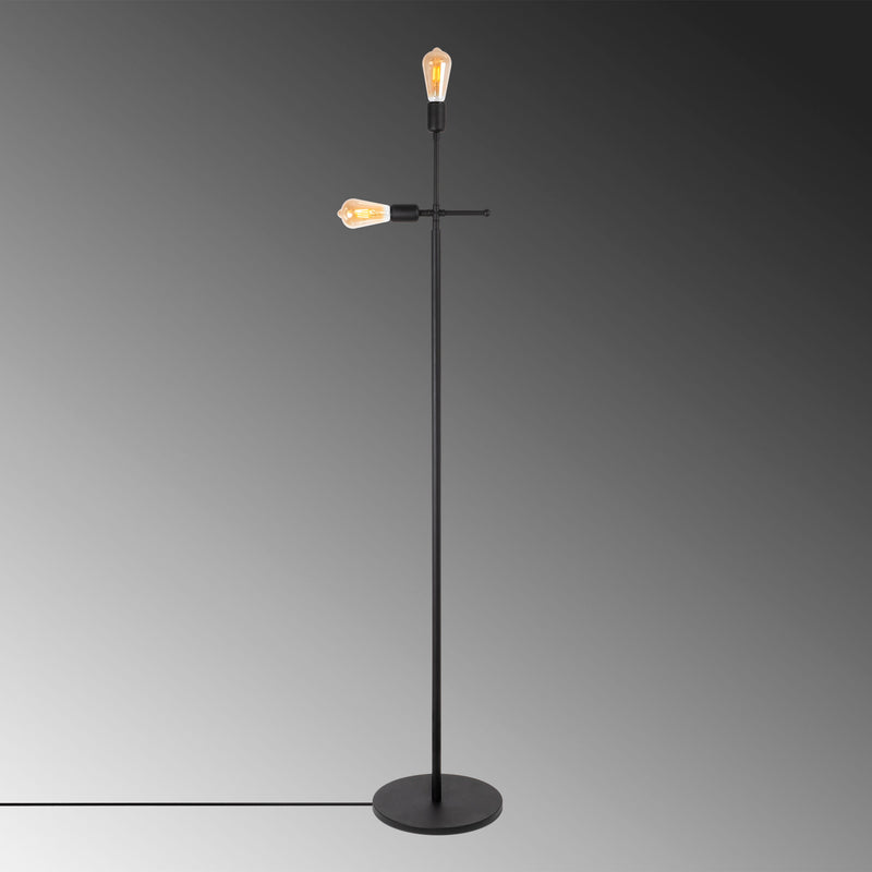 Lampada da pavimento moderna in metallo nero con 2 luci cm 30x30x160h