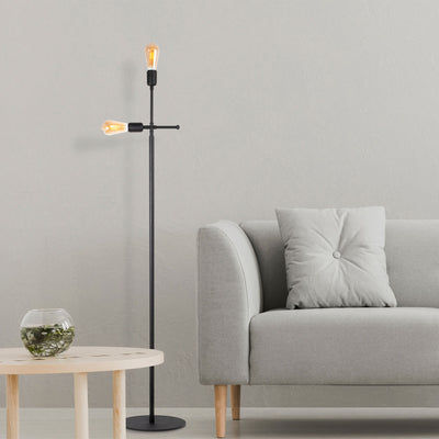lampada da terra con 2 luci struttura in metallo colore nero