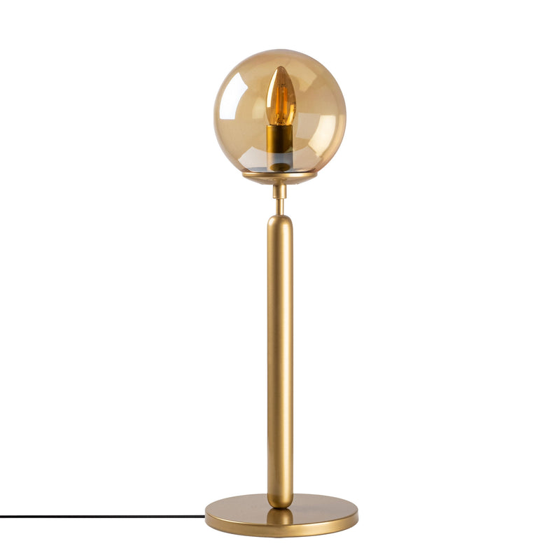Lampada moderna asta in metallo paralume in vetro colore oro cm 18x52h