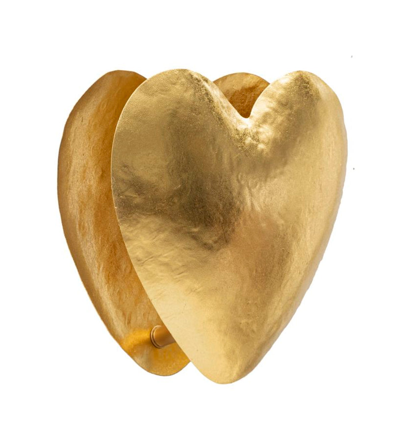 Lampada applique da parete in metallo colore oro opaco a forma di cuore cm 25x15x24h