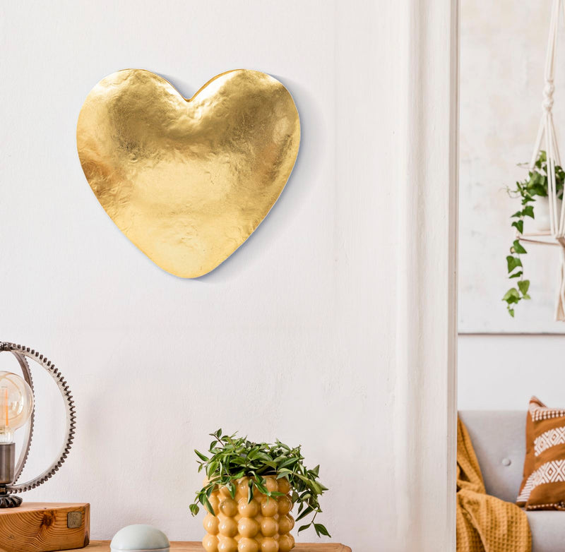Lampada applique da parete in metallo colore oro opaco a forma di cuore cm 25x15x24h
