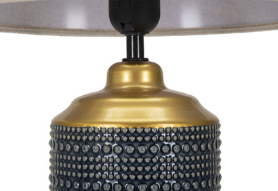 Lampada design da tavolo base in ceramica paralume in tessuto cm 28x47h