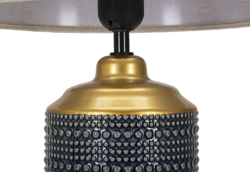 Lampada design da tavolo base in ceramica paralume in tessuto cm 28x47h