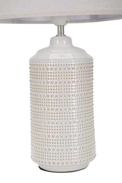 Lampada da tavolo base in ceramica paralume in tessuto colore bianco cm 28x47h
