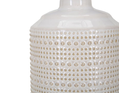 Lampada da tavolo base in ceramica paralume in tessuto colore bianco cm 28x47h