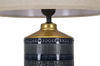 Lampada con base in ceramica paralume in tessuto design moderno cm 30x55h