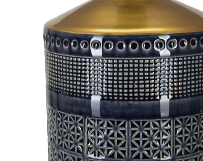 Lampada con base in ceramica paralume in tessuto design moderno cm 30x55h