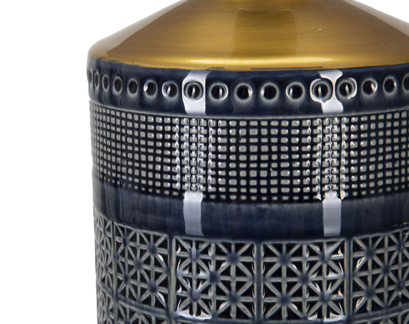 Lampada con base in ceramica paralume in tessuto design moderno cm 30x55h