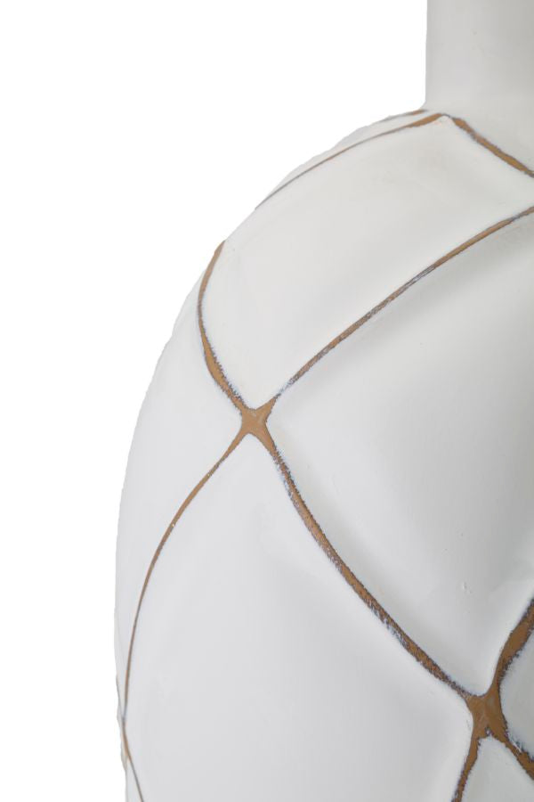 Lampada moderna da tavolo base colore bianco paralume in tessuto cm 36x60h
