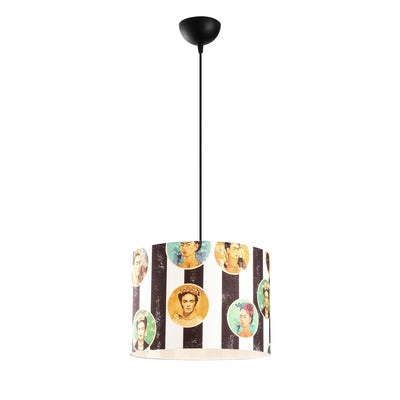 Lampadario soggiorno una luce con paralume in tessuto fantasia cm 40x124h