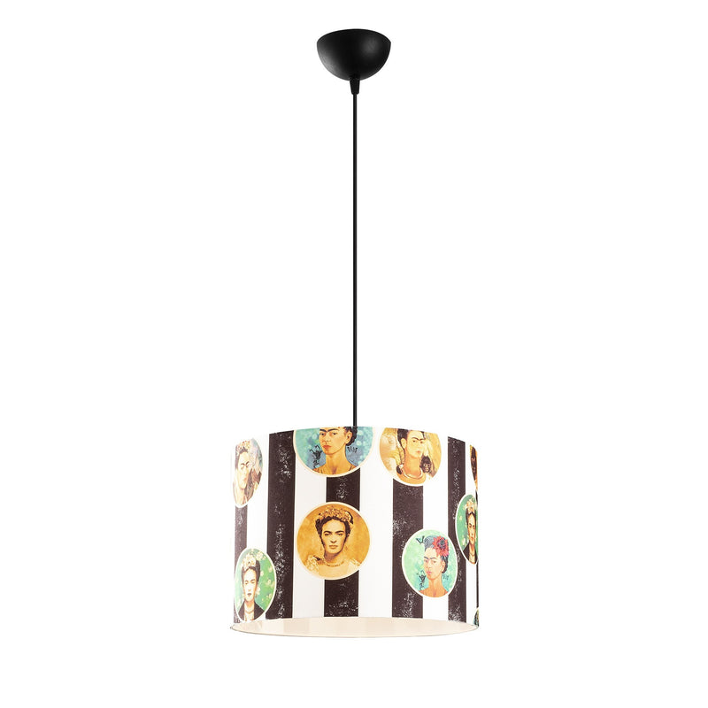 Lampadario soggiorno una luce con paralume in tessuto fantasia cm 40x124h
