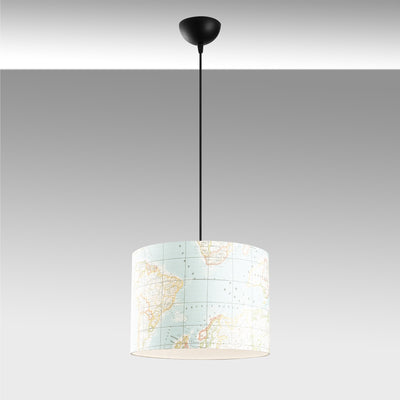 Lampadario una luce moderno a sospensione con fantasia mappamondo cm 40x124h