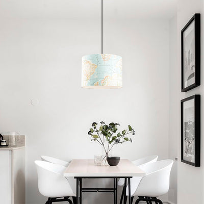 Lampadario una luce moderno a sospensione con fantasia mappamondo cm 40x124h