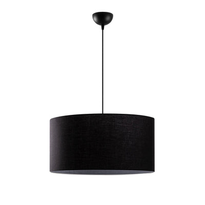 lampadario a sospensione una luce paralume cilindrico in tessuto colore nero cm 50