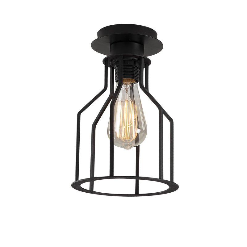 Lampadario da soffitto paralume in metallo nero stile industriale cm 17x26h