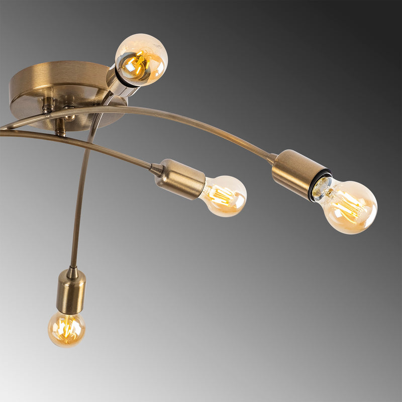 Lampadario design da soffitto 6 luci struttura in metallo colore oro cm 67x25h