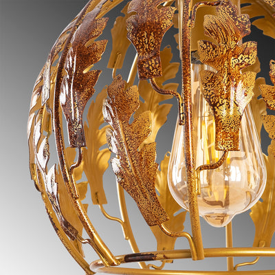 Lampadario design regolabile una luce in metallo oro e rosso cm 16x124h