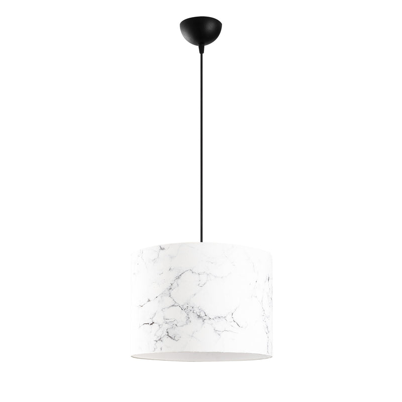 Lampadario moderno a sospensione con paralume in tessuto fantasia cm 40x124h