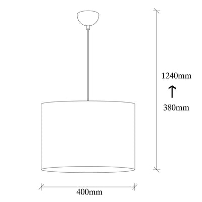 Lampadario moderno a sospensione con paralume in tessuto fantasia cm 40x124h