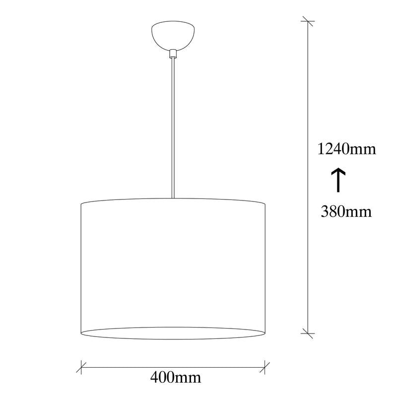 Lampadario moderno a sospensione con paralume in tessuto fantasia cm 40x124h