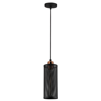 Lampadario una luce stile industriale paralume in metallo nero cm 10x116h