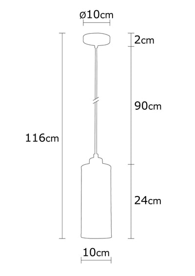 Lampadario una luce stile industriale paralume in metallo nero cm 10x116h